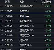 港股开盘：恒指跌%，恒生科技指数跌%，理想汽车涨超%