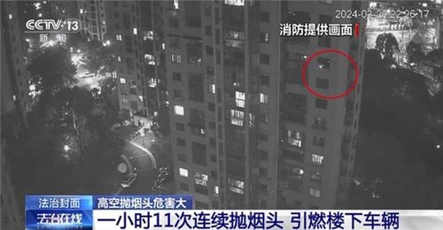 一小时11次连续抛烟头引燃楼下车辆